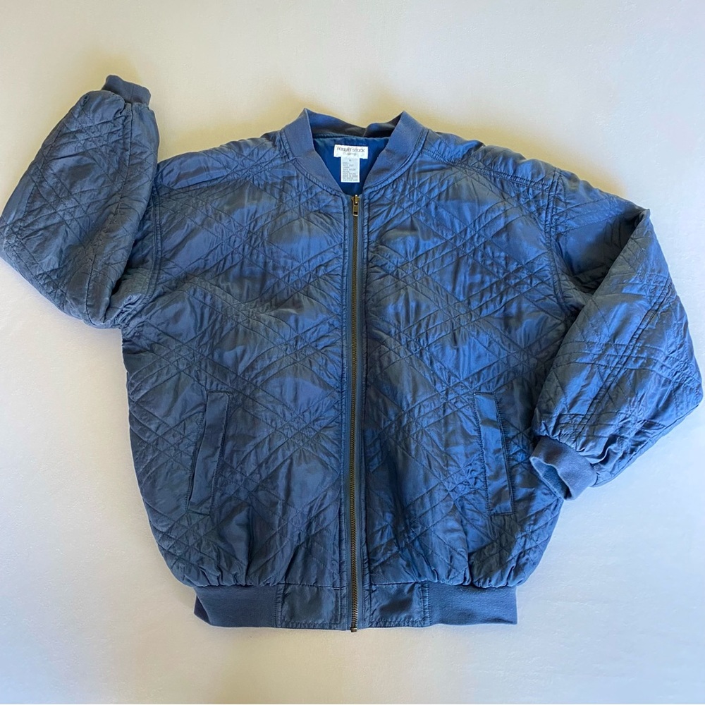 vintage 90s 💯 silk robert stock quilted bomber jacket / size medium - Picture 1 of 3